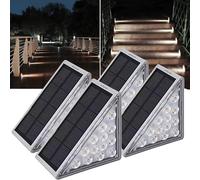 Adyos Paquete de 4 luces solares para escalones al aire libre, luces LED impermeables para exteriores y escaleras, iluminación decorativa triangular alimentada por energía solar para jardín, patio,