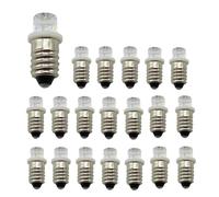 ADZJOY 20 Piezas E10 Diodo de Tornillo LED Luz de Grano Indicador Lámpara DC3V 4.5V 6.3V 12V 24V Luces de Tornillo LED Bombilla LED Luz de Instrumento(White,DC12V)
