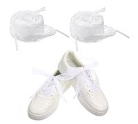 Aeaocvo 2 pares de cordones de encaje blanco para tenis, cuerdas planas de 47 pulgadas de largo, elegante diseño hueco, cordón ancho de encaje para mujeres y niñas adultas