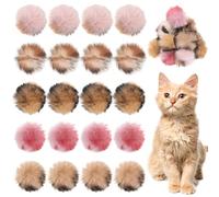 Aeaocvo 20 bolas de pompón de gato, bolas peludas de 1.2 pulgadas para gatos, juguetes de bola suave, bola de felpa pequeña artificial para gatitos, juego interactivo para perseguir en interiores