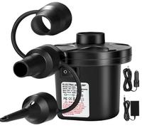 AearKing Inflador Electrico Colchon Hinchable, 2 en 1 Bomba de Aire Eléctrica Portátil con 3 Boquillas, Hinchador Electrico Piscina Hinchable con 2 Enchufes 110V-240V AC/12V 50W DC para Casa y Coche