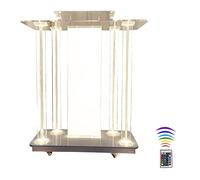 AeasyG Pupitre eclesiástico con Cubierta y Luces LED, pupitres de acrílico para Iglesias, podio Transparente con Ruedas y Amplia Plataforma de Lectura, pupitre Claro para discursos