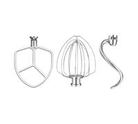 AEB1-Stainless Steel Accessories, Compatible For KitchenAid, 5.5-6 Qt Bowl-Lift Stand Mixer, Includes 6 Wire Whisk, Beater, Dough Hook