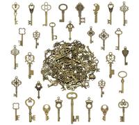 AebDerp Esqueleto vintage llave decoración de boda: 125 piezas mixtas pequeñas retro colgantes de bronce juego de manualidades para DIY collar joyas colgantes llaveros fiesta cumpleaños accesorios