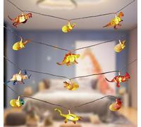 AebeChun Dino Cadena de luces para habitación infantil, decoración para niños, 3,22 m, 12 LED, funciona con pilas, cama para casa, niños, niñas, cadenas de luces decorativas para habitación infantil