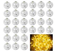 AebeChun Luces LED para Globos, 30 Piezas Mini LED Blanco Cálido, Globo Redondas para Linternas de Papel, Fiestas de Cumpleaños, Bodas, Halloween, Decoración Navideña