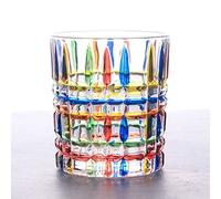 Aebor Vasos coloridos, vasos de agua de colores pintados a mano, vasos de agua multicolor, vasos de whisky y vino, vasos (rayas)