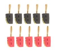 AEDIKO 10 conectores banana de 4 mm de 32 A de alta corriente, adaptador de conexión rápida, sin soldadura, totalmente aislado, para cable de altavoz amplificador (rojo y negro)