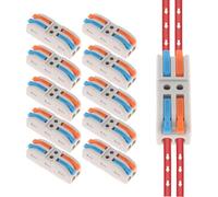 AEDIKO 10 conectores de cable de palanca SPL-2, conectores de cable de tuerca de palanca de 2 vías, 4 puertos, conector de cable de cableado rápido, bloque de terminales de cable compacto para 28-12