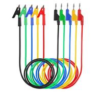AEDIKO 5 conectores banana de silicona apilables de 4 mm a pinza de cocodrilo, sonda de prueba de cable de plomo, multímetro, sonda de prueba de 1 m (clips de cocodrilo a enchufe banana)
