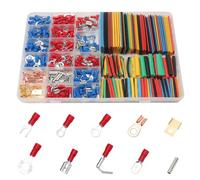 AEDIKO Kit de 678 conectores eléctricos, 350 conectores de crimpado y 328 tubos termorretráctiles de 1/2/3/4/6/8/10/14 mm, terminal de crimpado de alambre aislado