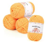 Aeelike 200 g (4 x 50 g) de hilo de ganchillo de algodón para tejer, duradero juego de Amigurumi, hilo de algodón poliacrílico, 5 capas, para ganchillo, para calcetines, gorras, bufandas, suéteres,