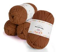 Aeelike 200 g (4 x 50 g) de lana para tejer, 5 capas de algodón acrílico para ganchillo para principiantes, tejedores experimentados, caramelo