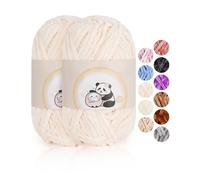 Aeelike 200 g de lana de chenilla cálida para tejer, hilo esponjoso para ganchillo, suave lana de felpa para Amigurumis, blanco