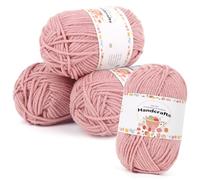 Aeelike 200g (4x50g) Hilo para Amigurumi 5Ply de algodón para hacer punto y ganchillo, hilo para tejer, punto y manualidades, set de hilo de algodón para ganchillo, rosa carne