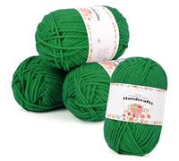 Aeelike 200g (4x50g) Set de lana de poliacrilo para Amigurumi, 5 hilos de ganchillo de algodón para tejer, lana de punto duradera, hilo de ganchillo multicolor de algodón, verde navideño