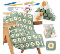 Aeelike Kit de ganchillo, kit de manta de ganchillo, kits completos de ganchillo para principiantes y adultos con instrucciones paso a paso (idioma español no garantizado), hilo y accesorios, kit de