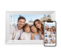 AEEZO Marco Digital de 32 GB, Marco Fotos de Digital con WiFi de 10,1″, Marco Digital con Rotación Automática, Fácil y Rápido Intercambio Remoto de Fotos y Vídeos a Través de AiMOR (Blanco a Rayas)