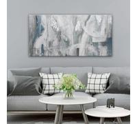 AEFOUU Arte abstracto para pared de sala de estar, lienzo decorativo azul, decoración e tica moderna, impresiones en lienzo, decoración abstracta para paredes del hogar (60x120cm/sin marco)