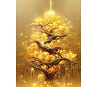 AEFOUU Cuadro abstracto clásico de lujo con diseño de árbol de la suerte dorado para pared, impresión en lienzo, decoración para sala de estar (30x45cm/marco interno)