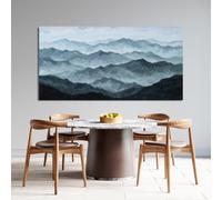 AEFOUU Cuadro abstracto moderno en lienzo, gran cuadro abstracto para sala de estar, montañas grises y verdes, láminas de arte moderno para el hogar (70x120cm/marco interno)
