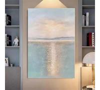 AEFOUU Cuadro decorativo de pared con imagen del océano, el mar y el amanecer, de gran tamaño Obra de arte en lienzo con cielo colorido y hermosas pinturas decorativas (60x80cm/marco interno)