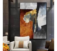AEFOUU Lienzo decorativo abstracto para pared, estilo nórdico moderno, ideal para la decoración de paredes de salas de estar y porches Póster con lámina dorada (90x140cm/marco interno)