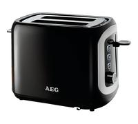 AEG AT3300 - Tostadora Serie 3 de Doble Ranura - 940W, 7 Niveles de Potencia, Función Descongelar, Soporte Bolleria, Bandeja Recogemigas Extraíble, Indicadores Luminosos, Aislamiento Térmico, Negro