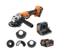 AEG BEWS18-125X2-402B - Amoladora inalámbrica de 18 voltios, 9200 rpm con 2 baterías Pro litio 4,0 Ah, cargador y una bolsa