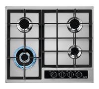 AEG Cocina de gas 6000 Slim Line con quemador wok, 60 cm, 4 quemadores, potencia escalonada, quemador de velocidad, wok potente, encendido integrado, niveles de control de llama 1-9, hierro fundido