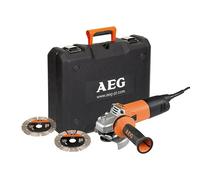 AEG Powertools Set de amoladora angular WS 10-125 S (1.000 W, Diámetro disco: 125 mm, Número de revoluciones de marcha en vacío: 11.500 r.p.m.) +...
