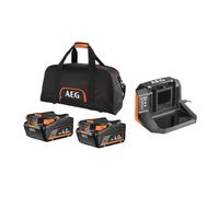 AEG SETLL1840S - Pack de 2 baterías de 4 Ah 18 voltios (PRO18 V) y Cargador de Sonido en su Bolsa de Almacenamiento
