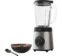 AEG TB6-1-6ST - Batidora de Vaso, Potencia 1400W, Jarra de Vidrio 1.75L, Sin BPA, 6 Cuchillas Revestidas de Titanio, 3 Programas Predefinidos, Apta Lavavajillas, Licuadora de Acero Inoxidable