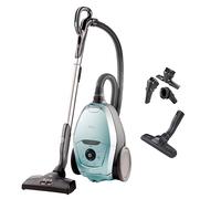 AEG VX82-1-4MB - Aspiradora con bolsa, regulación automática de la fuerza de succión, extremadamente silenciosa, también sobre alfombras, para partículas grandes y pequeñas, cable largo, 55% material reciclado, 600 W, color azul claro