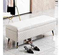 AEGCAOJH Banco de Almacenamiento de Cuero, Banco de Almacenamiento al Final de la Cama, Banco tapizado, Banco de Dormitorio, Banco de Entrada con Almacenamiento, Blanco, 80 x 40 x 45 cm (31