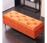 AEGCAOJH Banco de Almacenamiento de Terciopelo, Banco de Almacenamiento, Banco tapizado al Final de la Cama, Banco de Dormitorio, Banco de Entrada con Almacenamiento, Color Naranja, 110 x 4