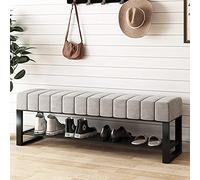 AEGCAOJH Banco de Zapatos con Asiento de Terciopelo Grueso, Banco de Zapatos para Entrada, Organizador de Zapatos, Muebles Decorativos, Asiento de Banco de Almacenamiento Suave, Gris, 100 x