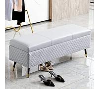 AEGCAOJH Banco otomano de Cuero con Almacenamiento, Banco de Almacenamiento, Banco tapizado al Final de la Cama, Banco de Dormitorio, Banco de Entrada, otomano con Almacenamiento, Gris CLAR