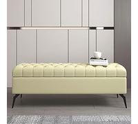 AEGCAOJH Banco otomano Rectangular con Almacenamiento, Banco de Madera Maciza para el Extremo de la Cama, Banco otomano con Almacenamiento, Banco de Almacenamiento tapizado en Cuero, Banco