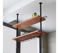 AEGCAOJH Estante Colgante de Techo para Vino, Moderno Estante para Flores, Estante para Copas de Vino de 2 Capas montado en la Pared, estantes flotantes de 60 cm a 120 cm, Organizador de co