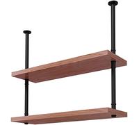 AEGCAOJH Estante Colgante para decoración de Techo, Estante Colgante de Hierro Forjado para Bar, Estante para vinos, Estante de Madera Maciza de Estilo Retro de una Sola Palabra, estantería