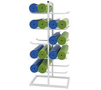 AEGCAOJH Estante de Almacenamiento Independiente para esterillas de Yoga y Rodillos de Espuma, Soporte de exhibición Vertical de 5 Niveles para esterillas de Ejercicio, Capacidad para 20 es