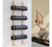 AEGCAOJH Estante de Almacenamiento para Esterilla de Yoga para Colgar en la Pared, Soporte de Madera para Esterilla de Yoga, Organizador de Gimnasio, Estante de Almacenamiento Colgante Mult