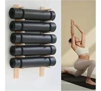 AEGCAOJH Estante de Almacenamiento para Esterilla de Yoga para Colgar en la Pared, Soporte de Madera para Esterilla de Yoga, Organizador de Gimnasio, Estante de Almacenamiento Colgante Mult