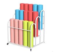 AEGCAOJH Estante de Metal para Esterilla de Yoga, Organizador de Almohadillas de Ejercicio con Ruedas, Soporte de Almacenamiento de Equipo Deportivo, Estante de Yoga para Estudio, Gimnasio