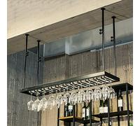 AEGCAOJH Estante de Metal para Vino de Techo, Estante para almacenar Vino, Copas de champán y Vino Colgantes, Soporte para Copas de Vino y Copas de Vidrio, Organizador para Bar en casa (Tam