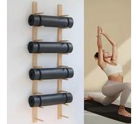 AEGCAOJH Estante de Pared para Esterilla de Yoga, Soporte para Esterilla de Yoga, Soporte de Pared para Esterilla de Ejercicios, Estante de Almacenamiento Colgante Multiusos de Madera, orga
