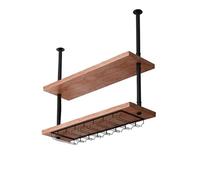 AEGCAOJH Estante de Techo para Colgar vinos con Soporte para Copas, Estante de Metal de 2 Capas para Copas de Vino, Estante de Almacenamiento Decorativo, estantes de Pared para Bar, restaur