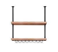AEGCAOJH Estante Flotante para Vino de 2 Capas para Techo, Soporte para Copas de Vino, Maceta para Plantas, Soporte de exhibición para Bar, Restaurante, Cocina, Color Negro (tamaño: 100 x 2