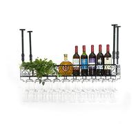 AEGCAOJH Estante Flotante para Vino, Estante para Colgar en el Techo, Altura Ajustable, Estante para Copas de Vino, Barra Vintage Industrial, Estante para Copas de Vino, Soporte de Metal pa